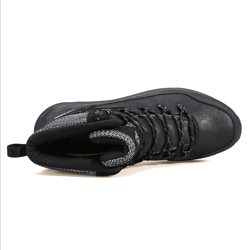 Водостойкие высокие ботинки демисезонные из экокожи с термоподкладом и шнуровкой - фото 4 - id-p110427997