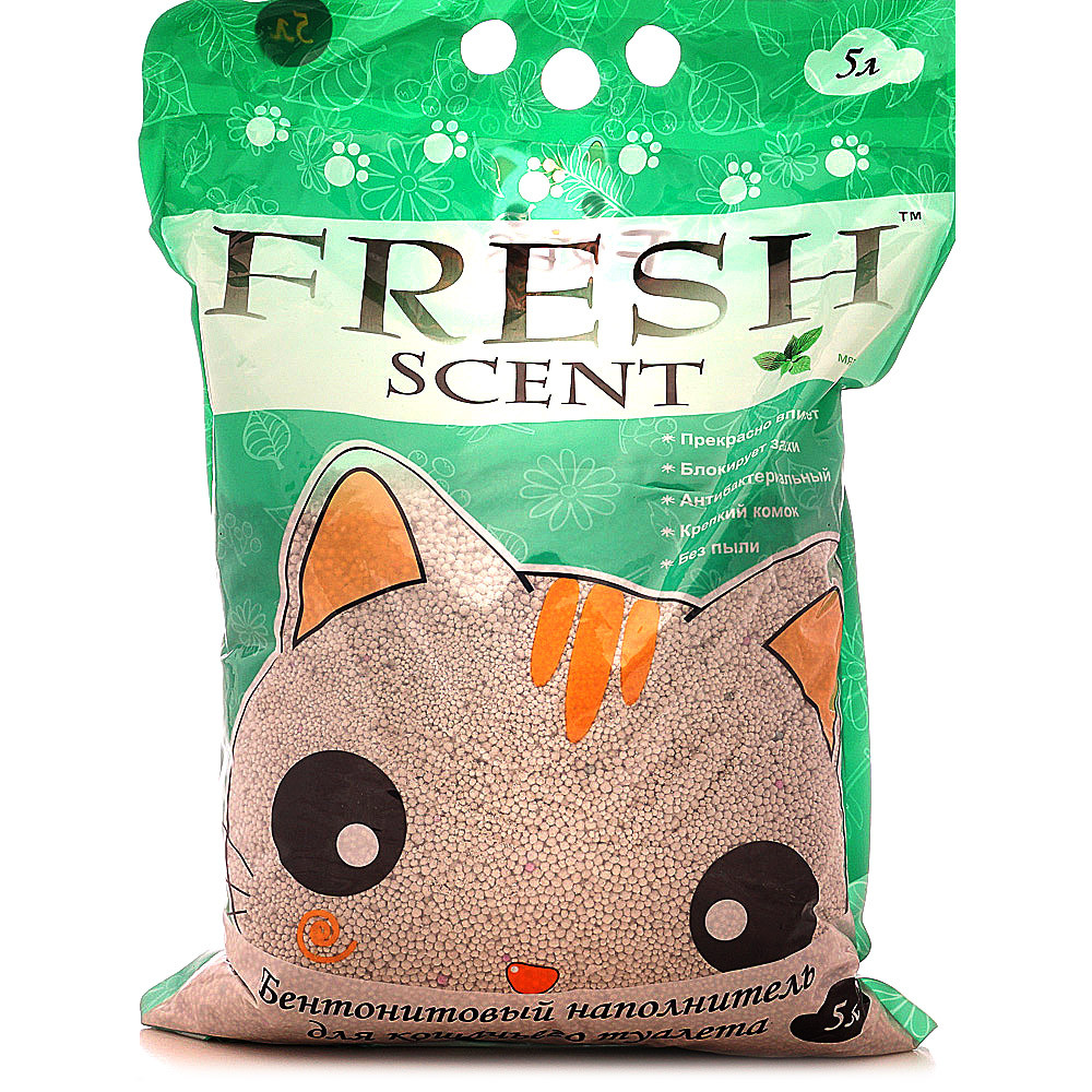 Fresh Scent (Фреш Сцент) Наполнитель комкующийся Мята, 5 л, фото 1