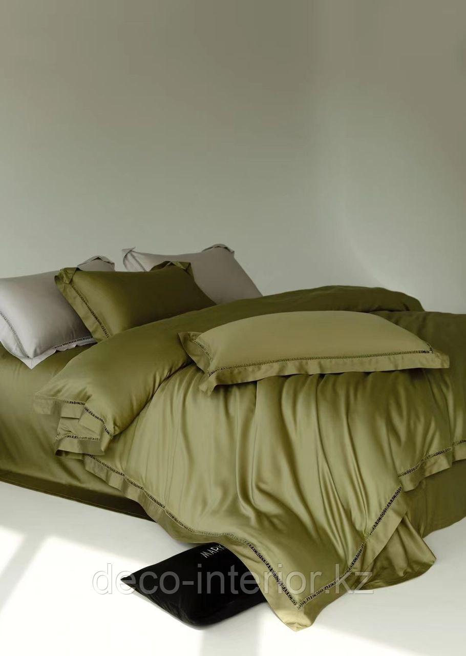 Комплект однотонного постельного белья из тенселя и сатина с вышивкой - фото 10 - id-p108146471