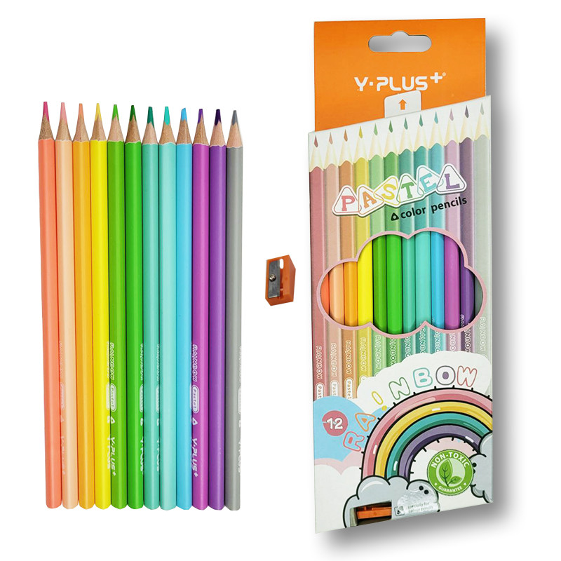 Набор карандашей пастельных цветов 12 шт с точилкой Pastel Y-Plus PC2001 - фото 1 - id-p110682383