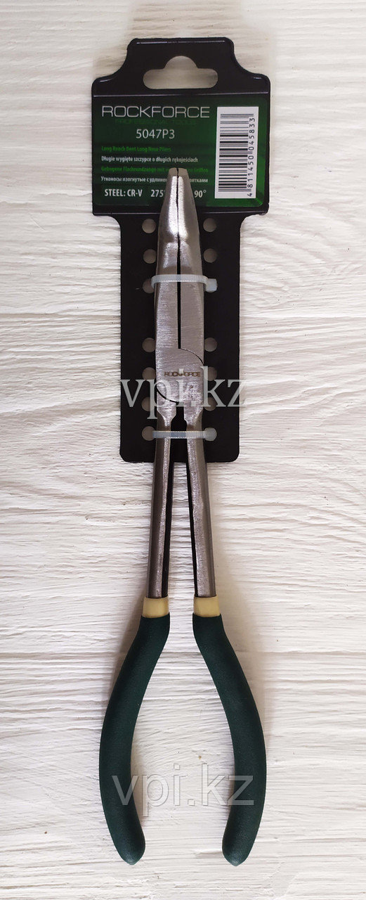 Тонкогубцы изогнутые с удлиненными рукоятками 90⁰, 275мм, ROCKFORCE, фото 1