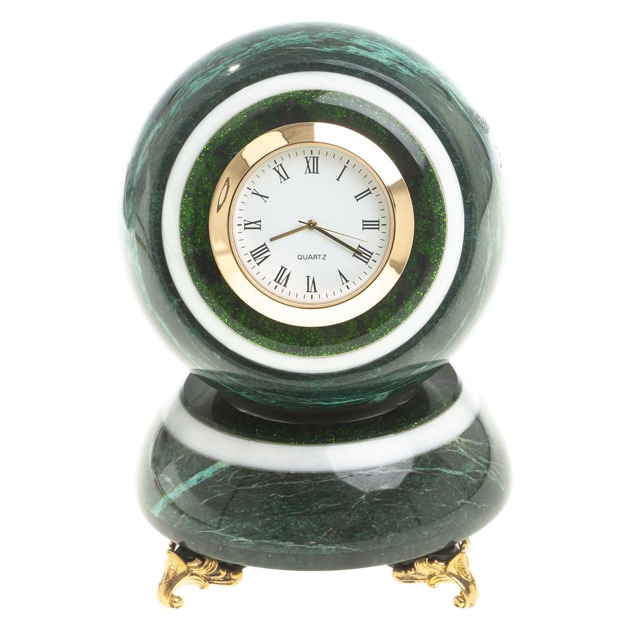 Сувенирные часы "Шар Антистресс" камень змеевик 9,5х9,5х13 см 123602 - фото 1 - id-p99284968