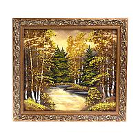 Картина "Осень янтарная" багет 49х54 см, рисунок каменная крошка / картина в гостиную / картина на стену / для
