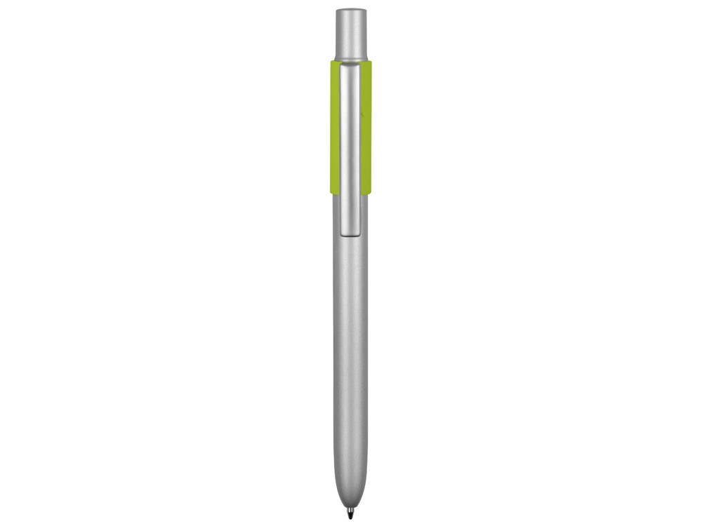 Ручка металлическая шариковая Bobble с силиконовой вставкой, серый/зеленое яблоко - фото 2 - id-p110699790