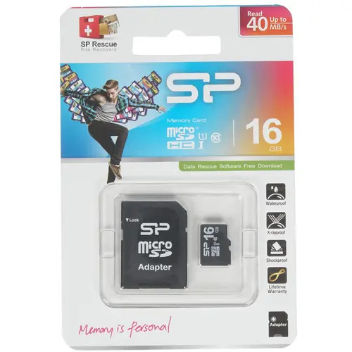 Silicon Power microSDHC 16 ГБ [SP016GBSTH010V10SP] флеш (flash) карты (SP016GBSTH010V10SP) - фото 1 - id-p110700392