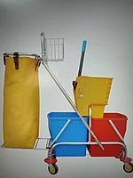 Двухведёрная тележка из хромированной стали