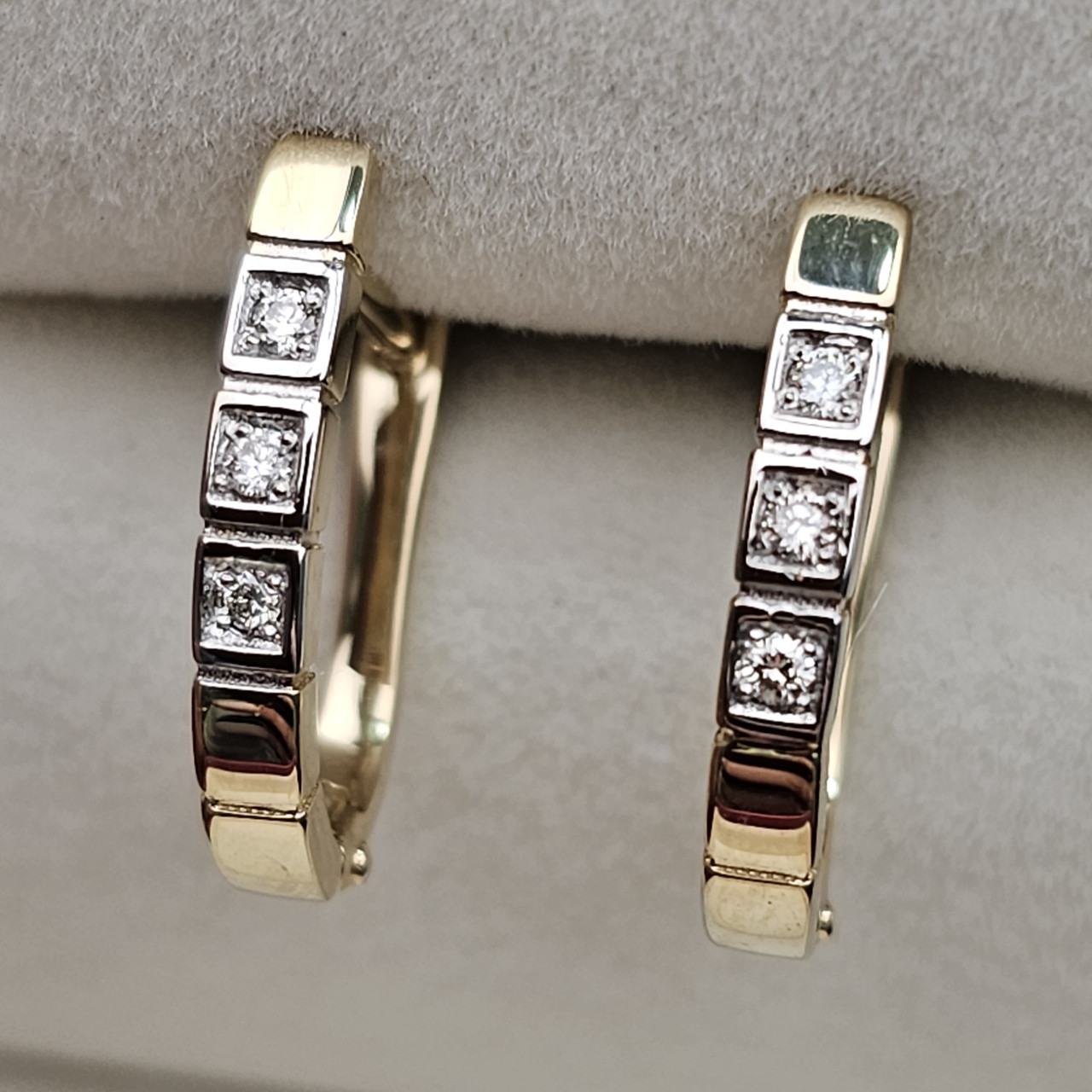 Золотые серьги с бриллиантами 0.085Ct VS1/I, VG-Cut