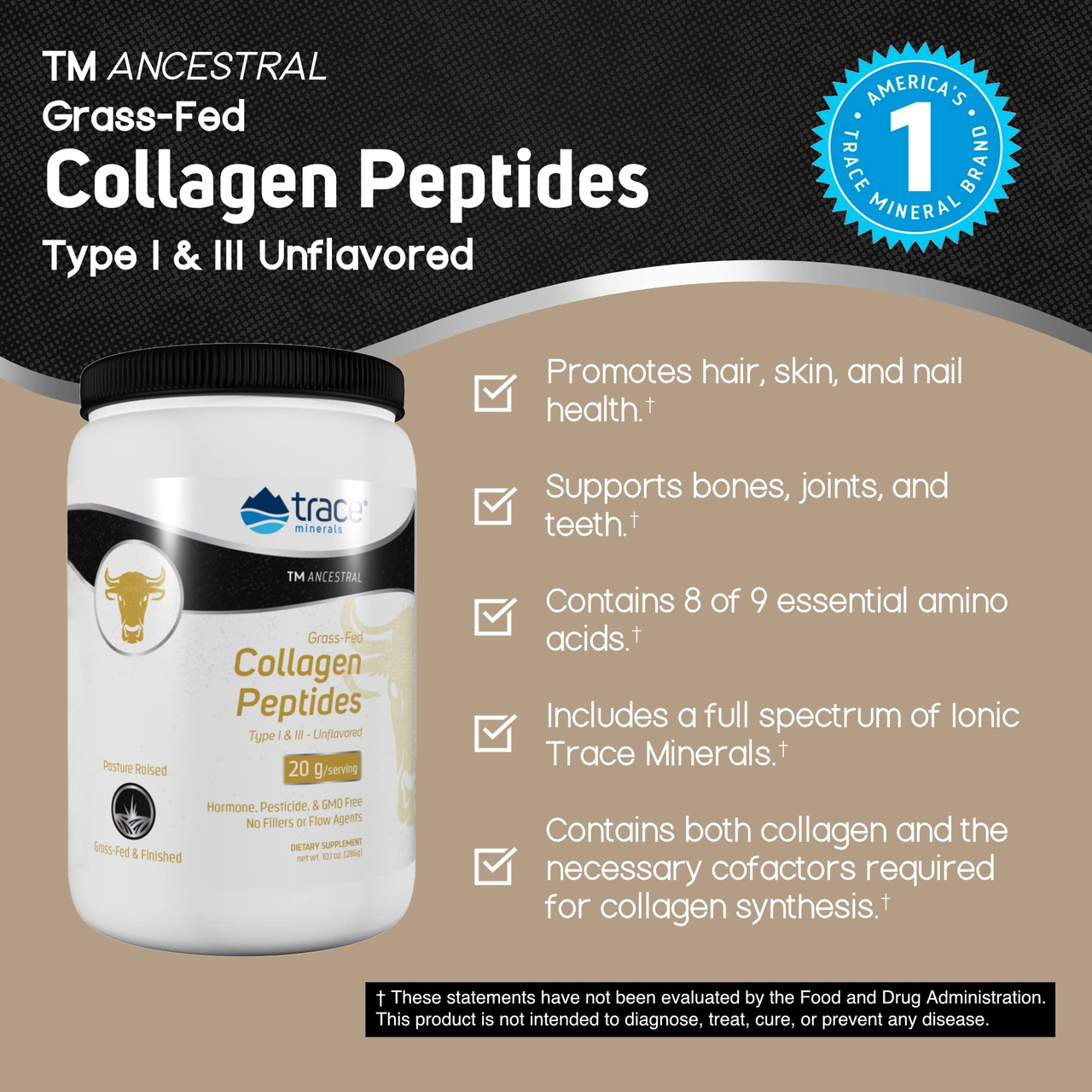 Collagen Коллаген Peptides Powder+Electrolytes, 560 g, Trace minerals Unflavored - фото 2 - id-p110546050