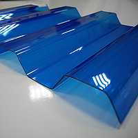 Профилированный поликарбонат (прозрачный шифер) BORREX толщина 0.8 мм, синий