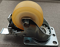 Колесо силиконовое с площадкой и тормозом, поворотное с подшипником диаметр d-75 мм, ширина 30 мм
