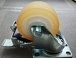 Колесо силиконовое с площадкой и тормозом, поворотное с подшипником диаметр d-100 мм, ширина 30 мм