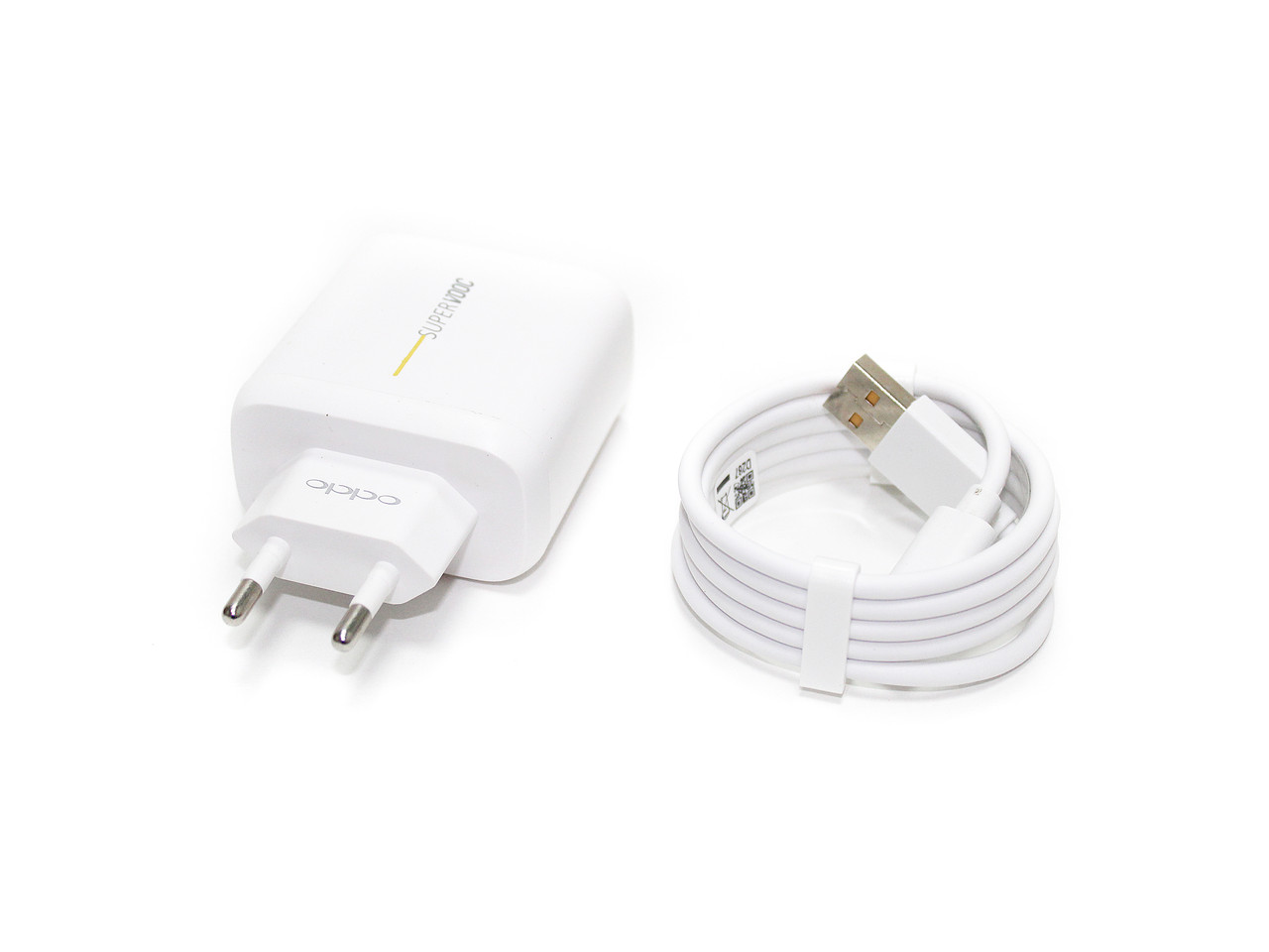 Сетевой адаптер для смартфона Oppo, GaN PowerVooc 65W USB + кабель USB-C 1m. - фото 1 - id-p110790513