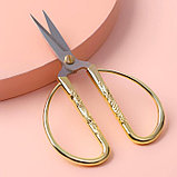 Ножницы для рукоделия, скошенное лезвие, 5", 12,5 см, цвет золотой, фото 2
