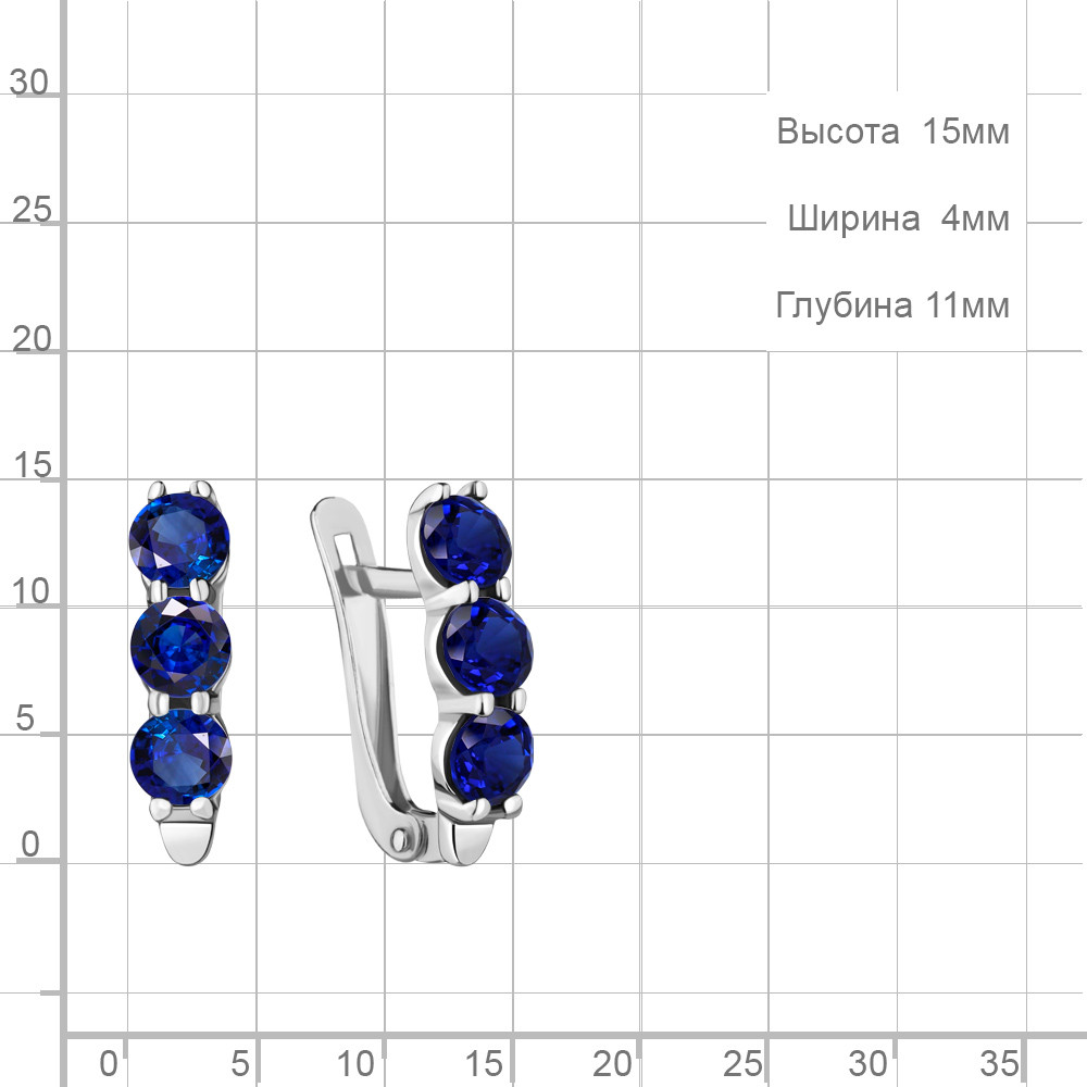 Серьги классика из серебра Наносапфир Aquamarine 47455Н.5 покрыто родием - фото 2 - id-p83391809