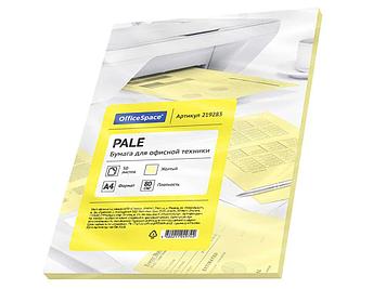 Бумага цветная OfficeSpace Pale, А4, 80 г/кв.м., 50 л., желтая