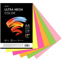 Бумага цветная OfficeSpace"Ultra Neon Color", А4, 75 г/кв.м., 5 цветов, 100 л.
