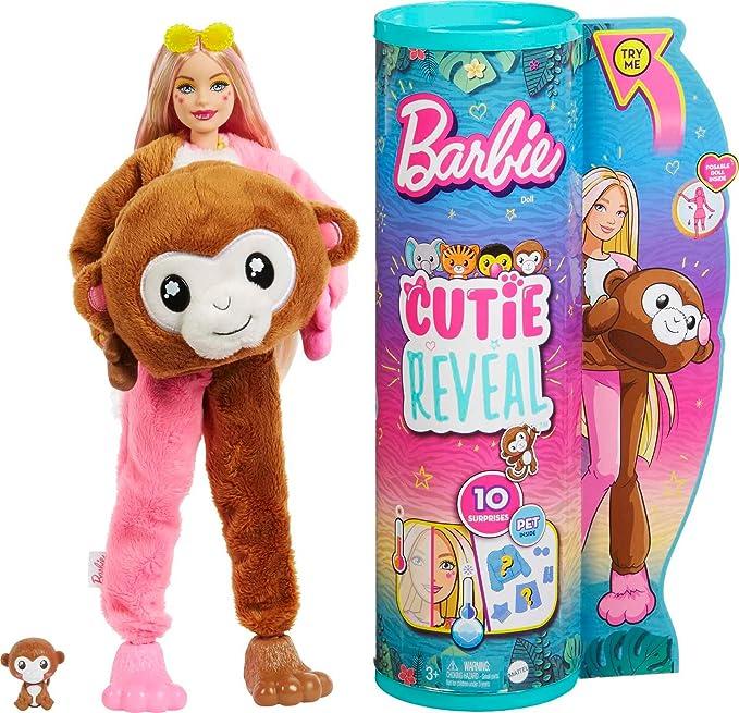 Кукла Barbie Cutie Reveal плюшевый костюм обезьяны из серии Jungle, 10 сюрпризов