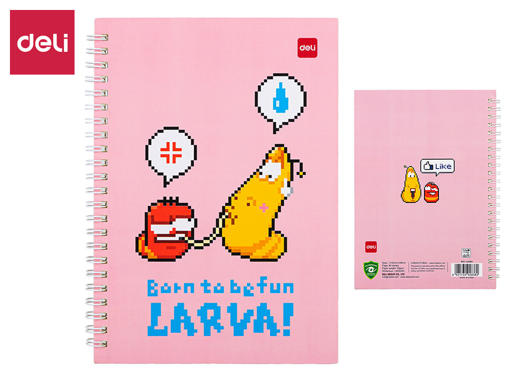 Записная книжка DELI "Larva Patterns" на спирали, А5, 60 листов в линейку, фото 1