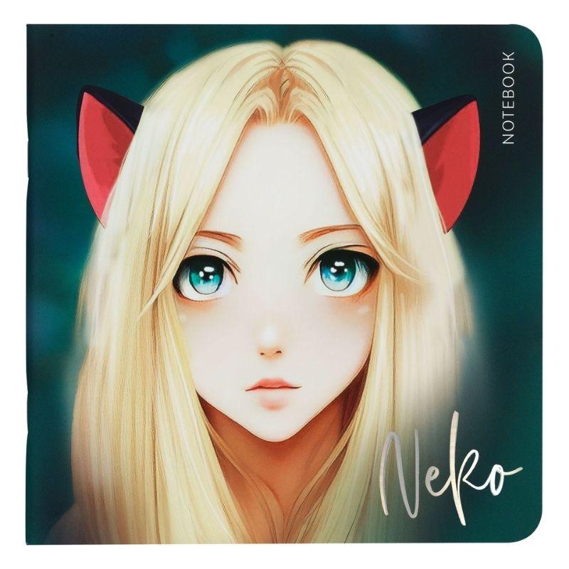 Записная книжка MESHU "Neko" 170х170 мм, 40 л, soft-touch, без линовки, 80г/м2, на скрепке, фото 1
