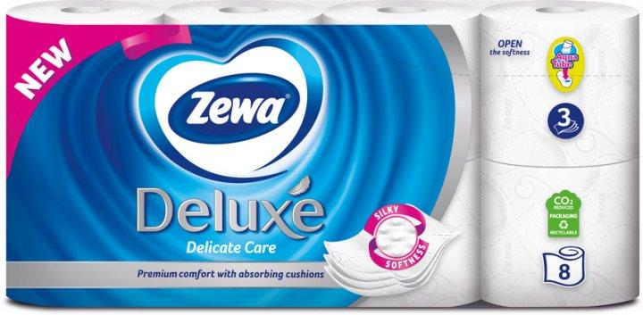 Туалетная бумага Zewa ТБ Deluxe 3 слоя Delicate Care белая 8 рулонов - фото 1 - id-p110809008