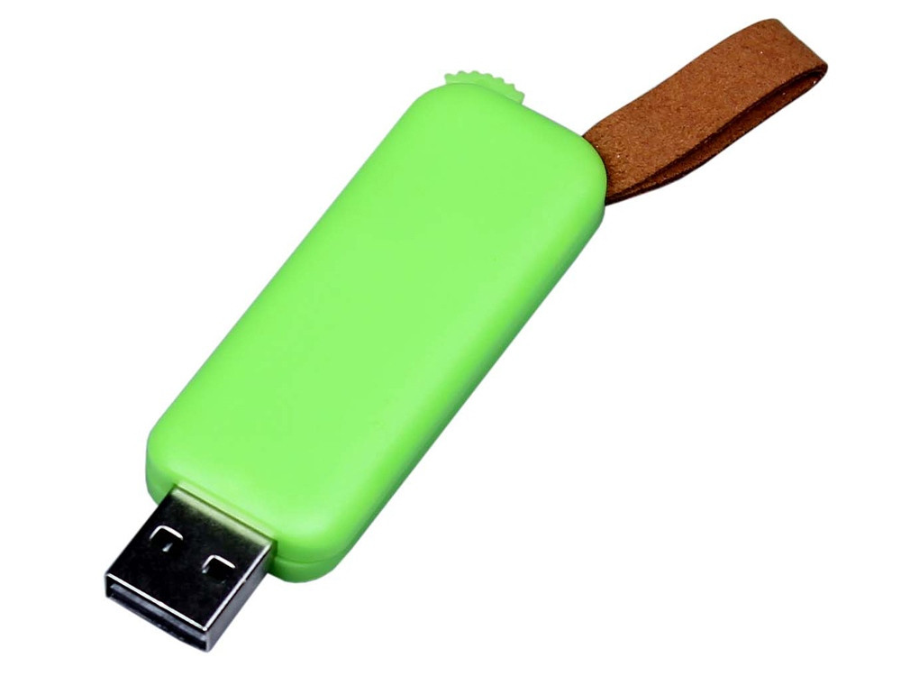 USB-флешка промо на 4 Гб прямоугольной формы, выдвижной механизм, зеленый - фото 1 - id-p110839052