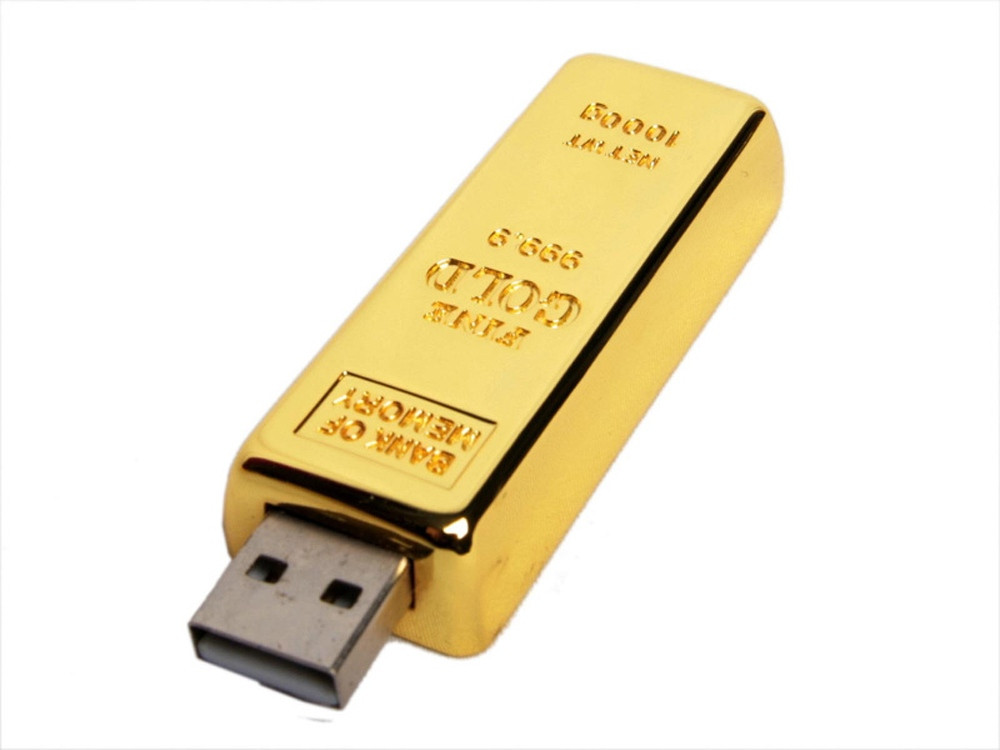 USB-флешка на 4 Гб в виде слитка золота, золотой - фото 1 - id-p110839061