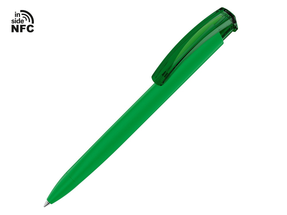Ручка пластиковая шариковая трехгранная Trinity K transparent Gum soft-touch с чипом передачи инфо,