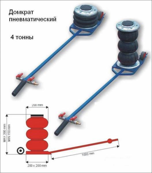 Домкрат пневматический POLARUS 4т (150-400мм)