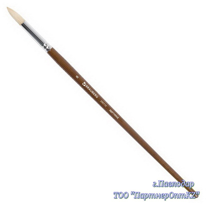 Кисть художественная профессиональная BRAUBERG ART "CLASSIC", щетина, круглая, № 8, длинная ручка