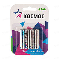 Батарейка КОСМОС мизинчиковая алкалиновая ААA 4шт. KOC-LR03-4BL