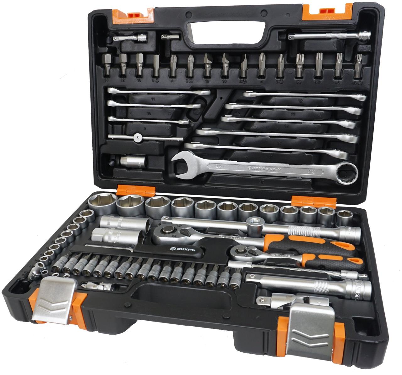 Набор инструментов АВТО, 1/2" , 1/4" , CrV, в кейсе 82 предм Вихрь