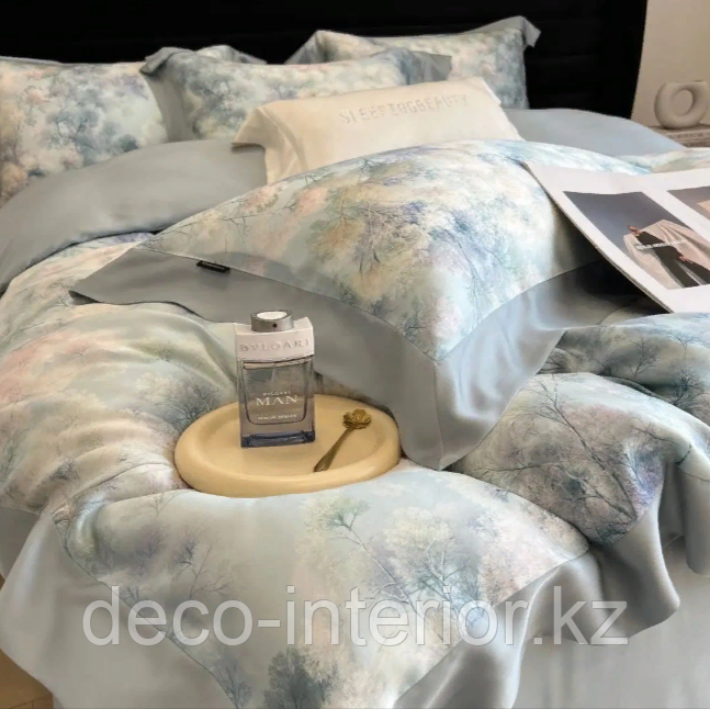 Комплект постельного белья размера King-Size из тенселя с облегченным одеялом и цветочным принтом - фото 9 - id-p108553827