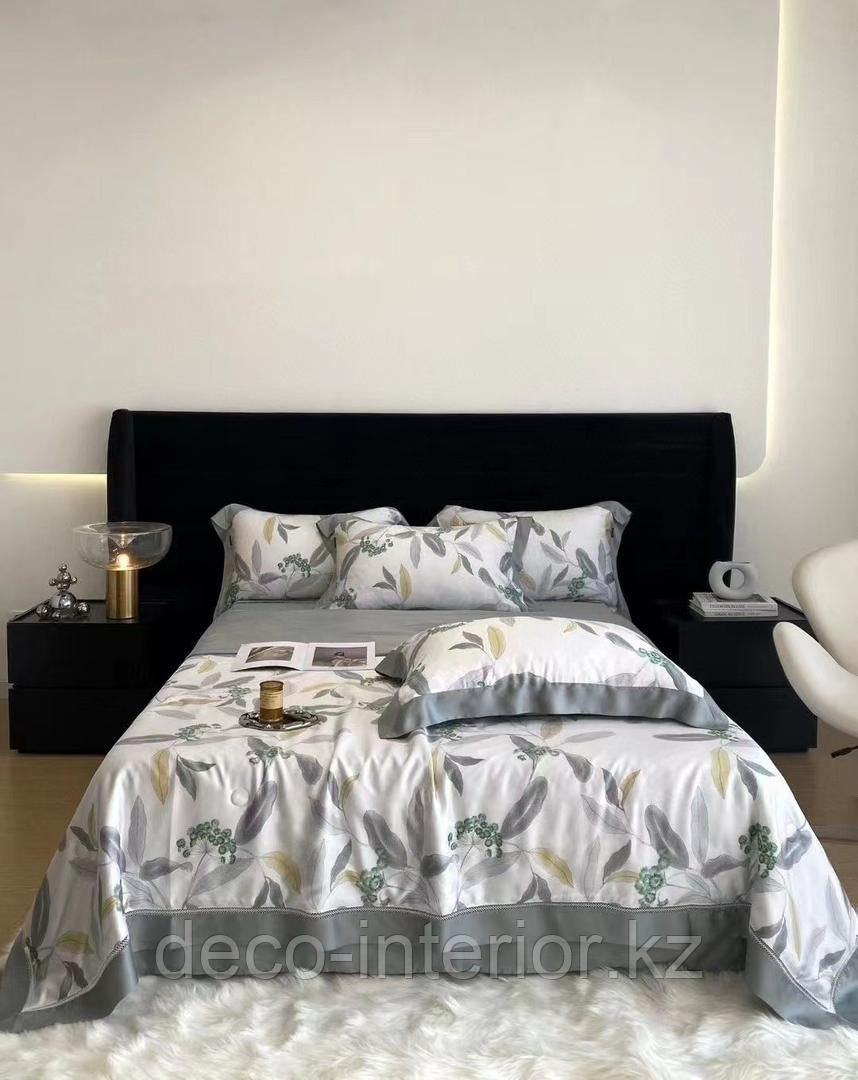 Комплект постельного белья размера King-Size из тенселя с облегченным одеялом и растительным принтом - фото 9 - id-p108553797