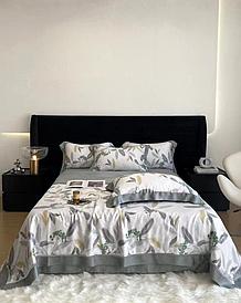 Комплект постельного белья из тенселя с одеялом и растительным принтом