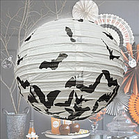 Бумажный подвесной фонарь на Хэллоуин с летучими мышами складной 25 см белый