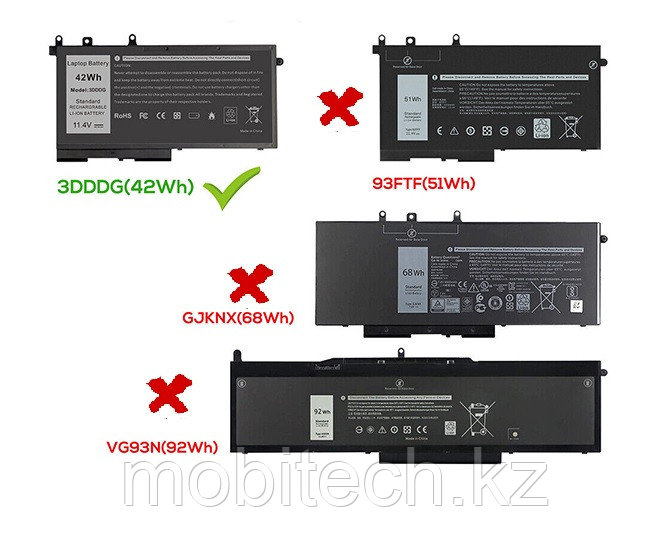 Аккумуляторы Dell 3DDDG 93FTF 11.4V 42Wh 3500mAh Latitude 5290 Latitude 5580 Latitude E5288 батарея