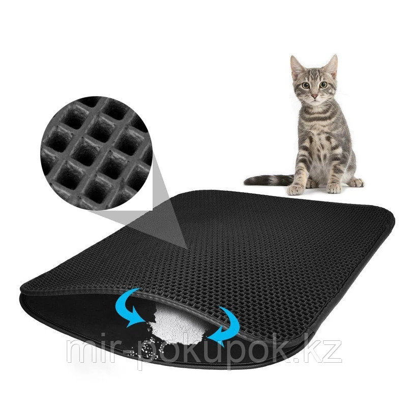 Двухслойный коврик для кошачьего туалета (двойной водонепроницаемый коврик для кошек) - фото 3 - id-p110905618