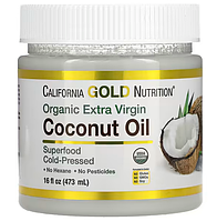 Кокосовое масло, органическое нерафинированное первого холодного отжима, 473 мл California Gold Nutrition