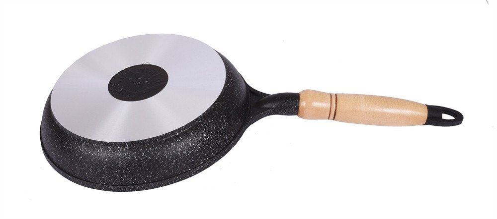 Сковорода 20/4 см с антипригарным покрытием (темный мрамор) с деревянной ручкой (Кукмара, Россия) - фото 2 - id-p110907029