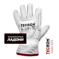 Кожаные перчатки рабочие TECRON 3319, защитные, усиленные, краги сварщика, от порезов, фото 2