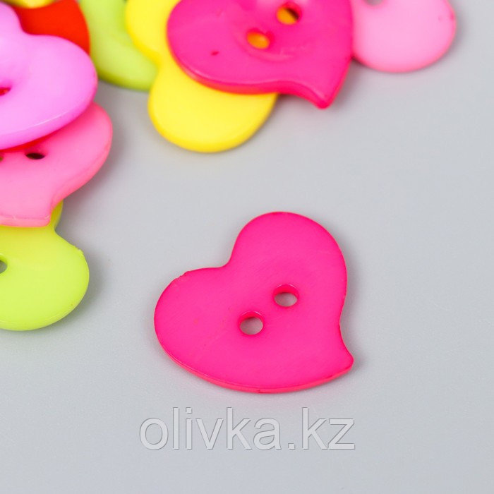 Набор пуговиц декоративные пластик "Сердечки цветные" (набор 24 шт) 2,2х2,2 см - фото 3 - id-p110909906