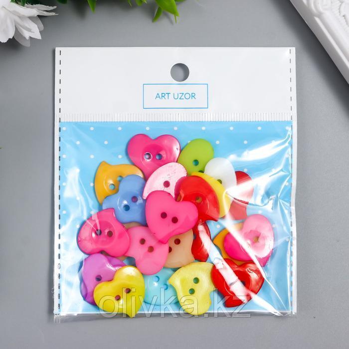 Набор пуговиц декоративные пластик "Сердечки цветные" (набор 24 шт) 2,2х2,2 см - фото 5 - id-p110909906