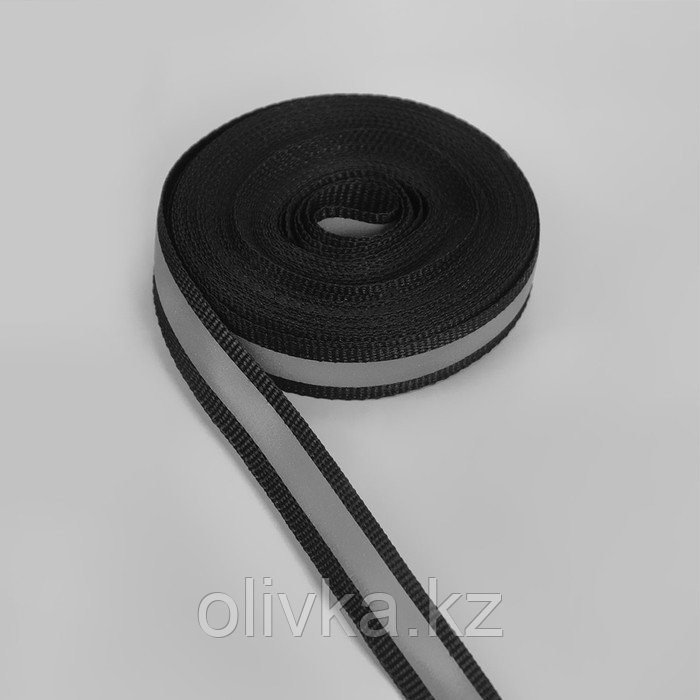 Светоотражающая лента-стропа, 10 мм, 5 ± 1 м, цвет чёрный - фото 2 - id-p110910889