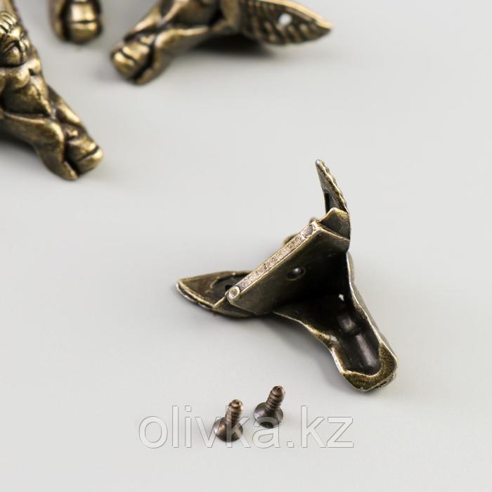 Уголок (ножка) для шкатулки металл "Ангел" набор 4 шт бронза 2,3х2,6х1 см - фото 2 - id-p110913498