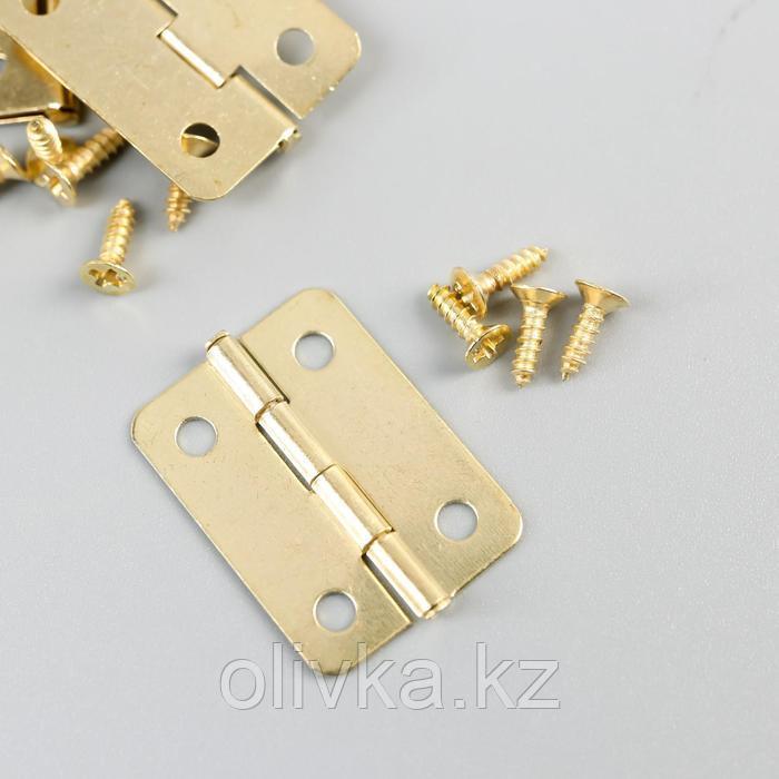 Петля для шкатулки металл с закругленными углами золото набор 4 шт 2,5х2,2 см - фото 2 - id-p110913499