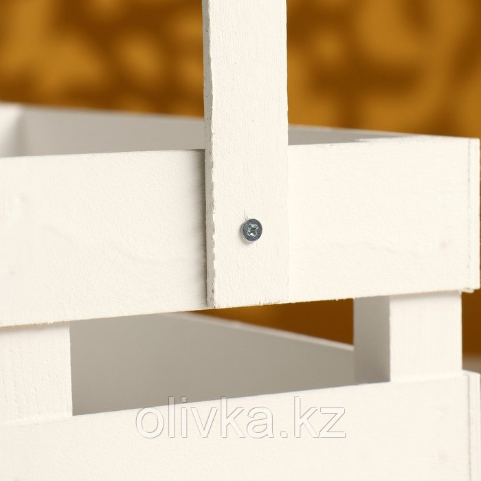 Кашпо деревянное 24.5×13.5×9 см "Двушка Лайт", двухреечное, белый Дарим Красиво - фото 4 - id-p110912590