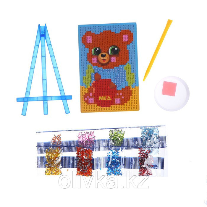 Алмазная мозаика на подставке «Мишка» для детей, размер 10 х 15 см. Набор для творчества - фото 4 - id-p88626400