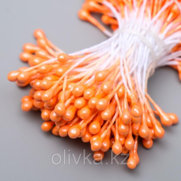 Тычинки для искусственных цветов "Капельки ярко-оранжевые" (набор 130 шт) длина 6 см - фото 3 - id-p110916213