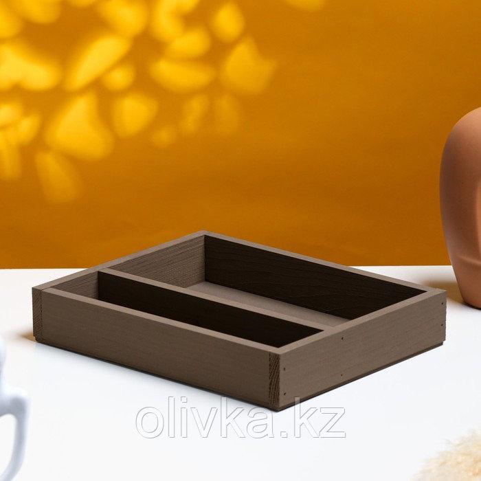 Кашпо деревянное 25.5×20×4.5 см "Макарунас", коричневый Дарим Красиво - фото 1 - id-p110918961