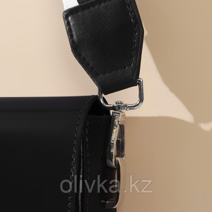 Ручка для сумки, стропа с кожаной вставкой, 140 × 3,8 см, цвет белый/чёрный/красный - фото 5 - id-p110923573